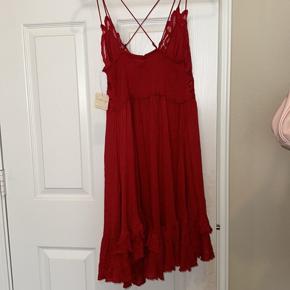 FP Free people Adella red mini lace dress BLOGGER'S FAVE! - Picture 7 of 8